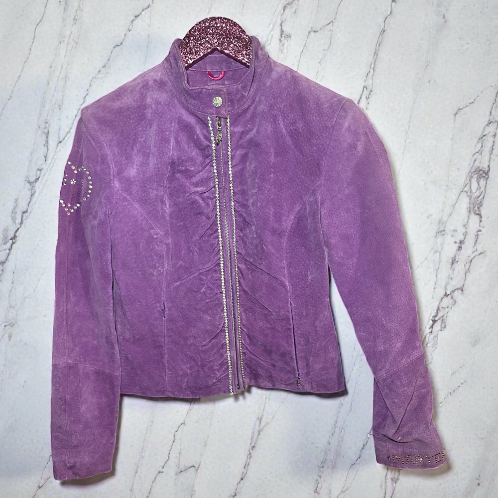 Eternal Visions‎ Hand Crafted Couture By Stacy Skillman Purple Suede Jacket XS